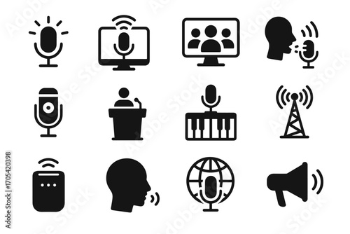 Speaking vector streaming icon conference sound podcasting app production live voice