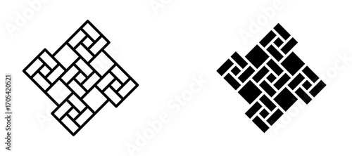 Brick paver Icon set in black color for ui designs