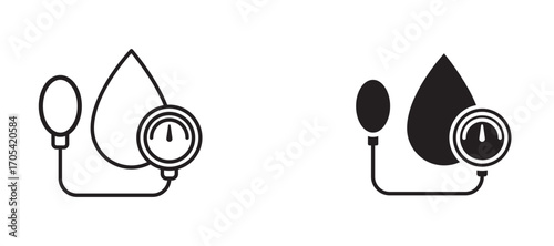 Blood pressure Icon set in black color for ui designs