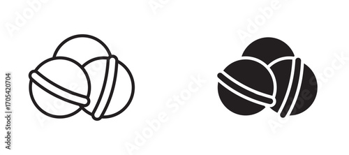 Bath salts bomb Icon set in black color for ui designs