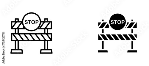 Barrier Icon set in black color for ui designs