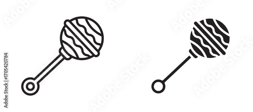 Baby rattle Icon set in black color for ui designs