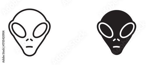 Alien face Icon set in black color for ui designs