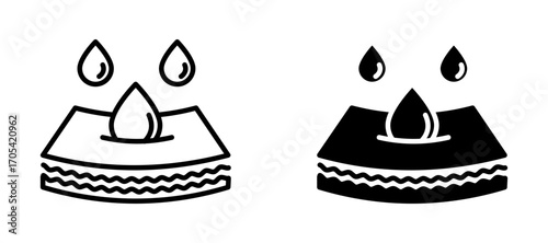 Absorption Icon set in black color for ui designs