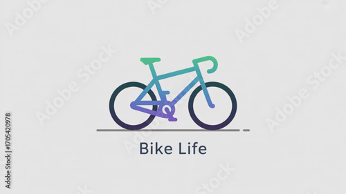 A colorful bicycle with the words bike life below, a symbol of fitness, health, and ecofriendly travel