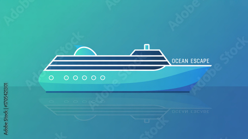 A cruise ship with the words ocean escape written on it, symbolizing travel, vacation, and relaxation on the open sea, perfect for tourism