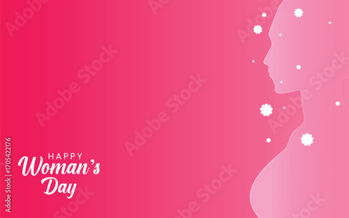 Happy Women's Day banner concept. Vector illustration of a silhouette of a female portrait.