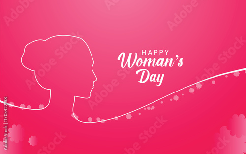 Happy international womens day banner design with pink background. Vector