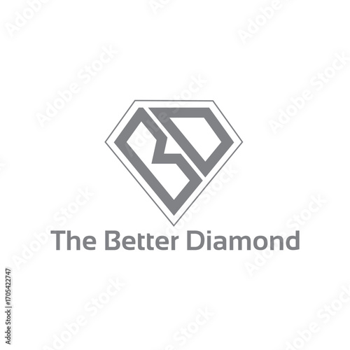 Sleek Monogram Diamond Logo Design for The Better Diamond Company A Modern and Sophisticated Emblem in Subtle Gray Hues Emphasizing Quality