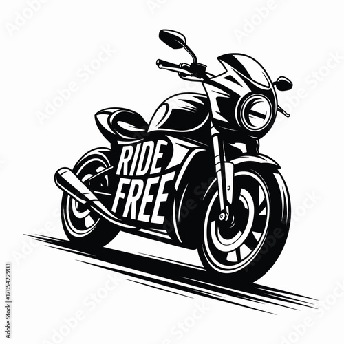 Isolated motorcycle vector illustration with a black biker on the road