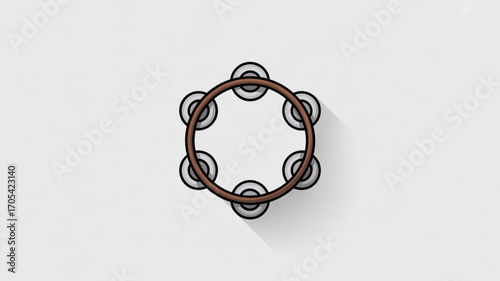 Illustration of a tambourine, showcasing musical instruments and percussion elements in a minimalist design