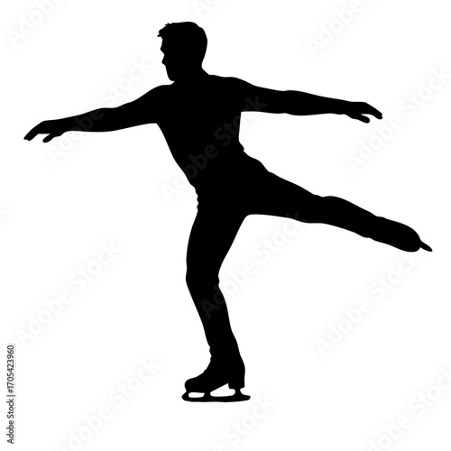 Male figure skater performing a graceful pose on ice  