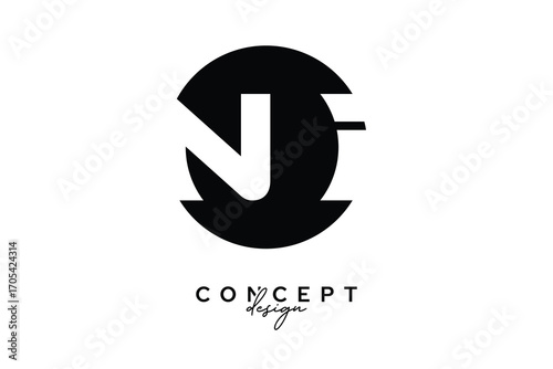 NI Creative Negative Space Circle Monogram Logo Design
