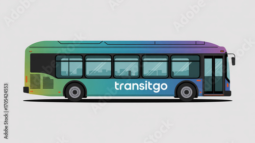 A colorful transit bus with the transitgo logo on a for transportation needs and services