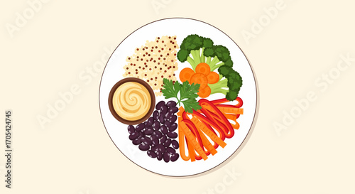 Colorful Buddha Bowl With Quinoa And Fresh Vegetables