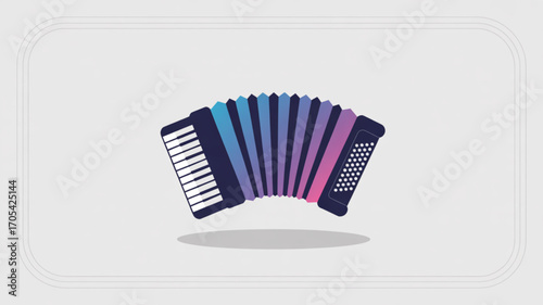 Charming accordion illustration with a playful color palette, evoking a sense of musical nostalgia and whimsical artistry