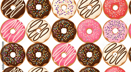 Delicious Donuts Seamless Pattern For Backdrops Or Packaging Design