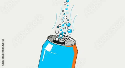 Refreshing Soda Can Illustration With Bubbles And Minimal Design