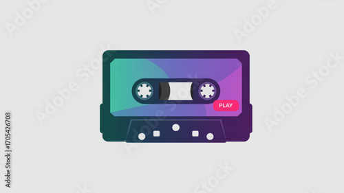Colorful illustration of a cassette tape, representing retro music and vintage audio technology