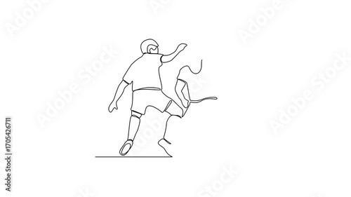 Animated self drawing of Football sport video design illustration. Player Football in action design in simple linear continuous style vector concept. Football themes design for tournament campaign.