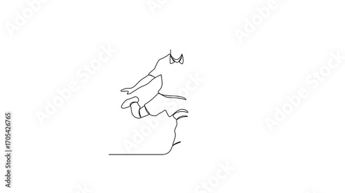 Animated self drawing of Football sport video design illustration. Player Football in action design in simple linear continuous style vector concept. Football themes design for tournament campaign.