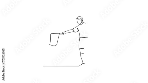 Animated self drawing of Football sport video design illustration. Player Football in action design in simple linear continuous style vector concept. Football themes design for tournament campaign.