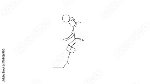 Animated self drawing of Football sport video design illustration. Player Football in action design in simple linear continuous style vector concept. Football themes design for tournament campaign.
