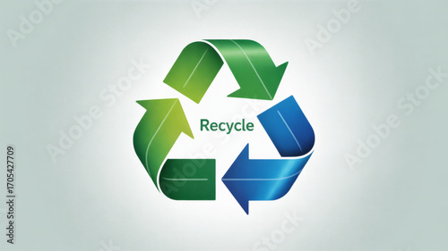 A vibrant recycle symbol with green and blue arrows, representing environmental conservation and sustainable practices