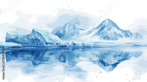 Jokulsarlon Glacier Lagoon. Jokulsarlon Glacier Lagoon watercolor vector illustration