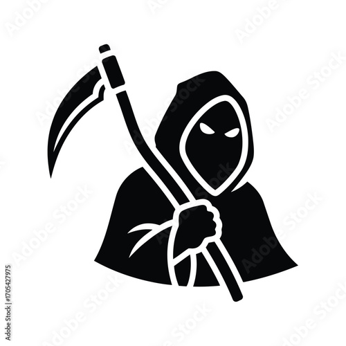 Vector art of a grim reaper figure with a scythe