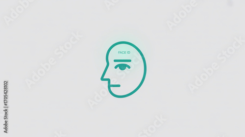 A simple line drawing of a human face profile, representing facial recognition technology