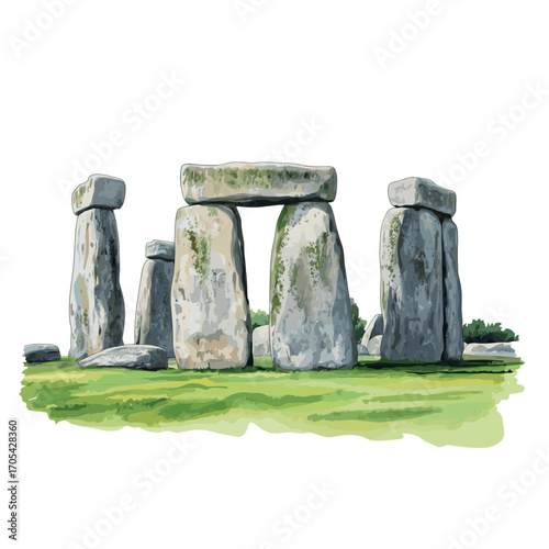 Stonehenge. Stonehenge watercolor vector illustration