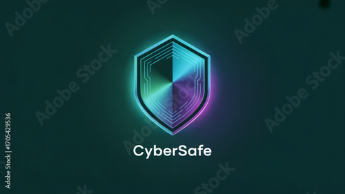 Cybersafe logo animation with shield icon, symbolizing digital security, data protection, and cybersecurity in a modern, vibrant design