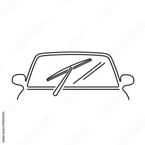 Vector art of a simple line drawing of a cars windshield with a wiper