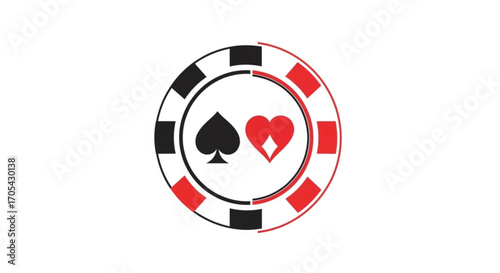 Elegant casino chip graphic with heart and spade symbols conveys luck, love, and gambling excitement for games, entertainment, and winning moments, perfect for themed events