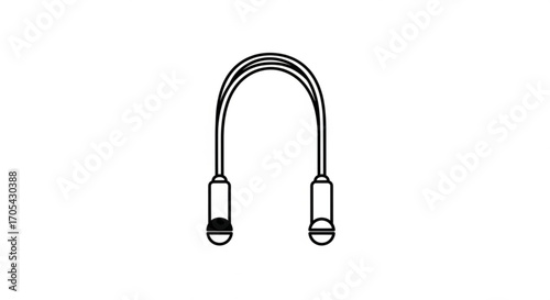 Clean Minimalist Line Art of a Jump Rope for Fitness Enthusiasts and Health-Conscious Individuals, Ideal for Gyms, Workout Plans, and Sportswear Brands, Emphasizing Simplicity and Activity