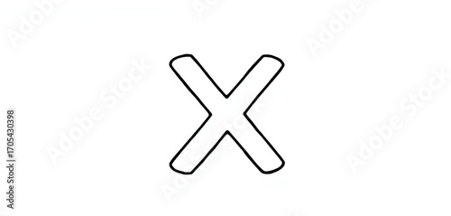 Simple black outline of uppercase X letter, ready for coloring,   kid's activity,  elementary