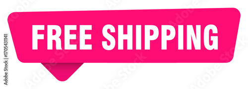 free shipping magenta sticker isolated on transpatent background. free shipping sign