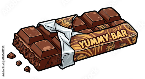Delicious Chocolate Bar with Wrapper.