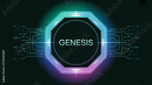 Genesis representing the origin, creation, or beginning of something new a symbol of innovation, technology, and the future
