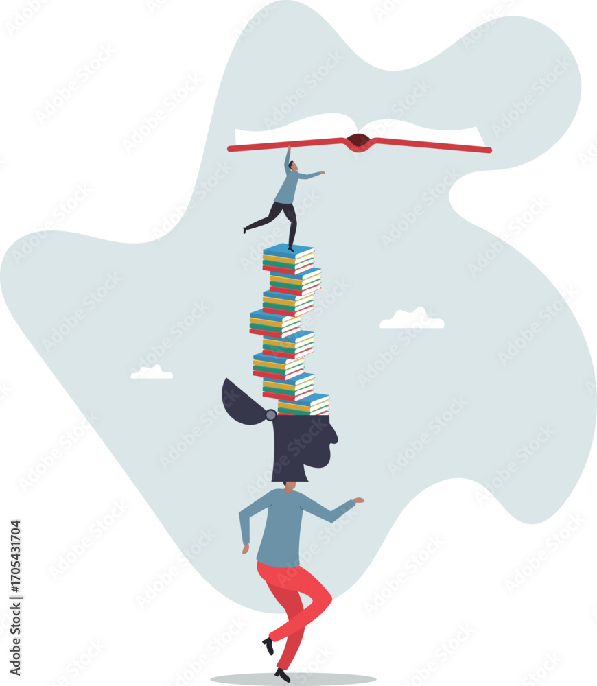 Φωτογραφία Reading books to gain knowledge, intelligence and thinking skill, lifelong learning, research and study for personal growth
