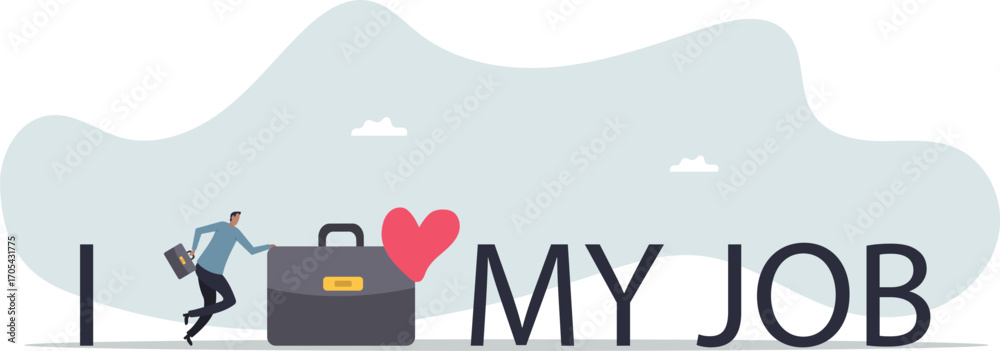 Φωτογραφία I love my job, work passion or positive attitude for career success, professional, gratitude or inspiration