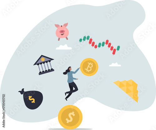 Investment expert, financial professional or wealth management, savings or trader for earning profit, stock market analyst, about a man and his life.