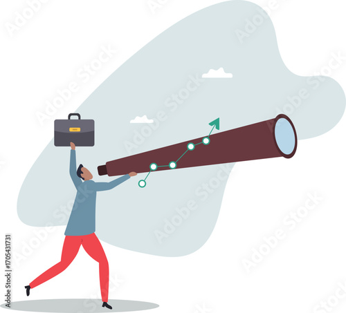 Investment upside potential, economy prediction or forecast, vision or analyze future, business growth or earning increase.about a man and his life.