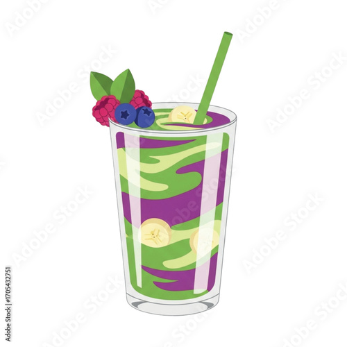 Healthy Berry Smoothie with Banana and Mint.