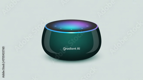 A sleek and modern smart speaker with gradient lighting, representing artificial intelligence and advanced technology