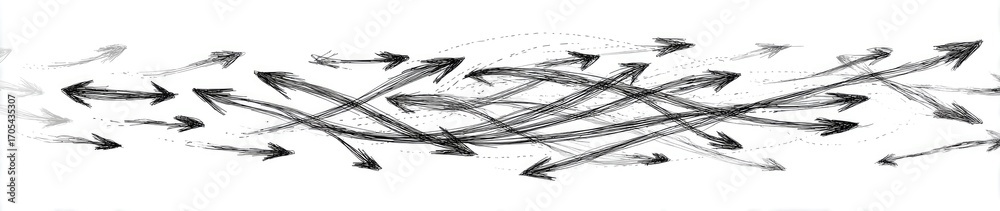 Fototapeta premium Abstract design with numerous interwoven arrows