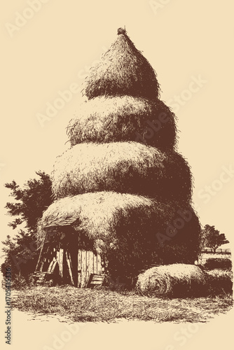 Haystack illustration in a vintage style. This vector illustration can be used in any size you like for advertising, logos, and other work.