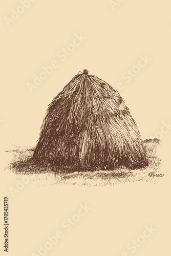 Hay illustration in a vintage style. This vector illustration can be used in any size you like for advertising, logos, and other work.