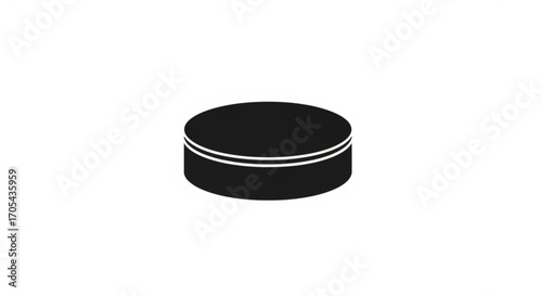 Sleek black puck with smooth lines, perfect for sports branding or graphic design projects, bold and modern, ideal for hockey themed visuals or abstract sport concepts, dynamic vector quality
